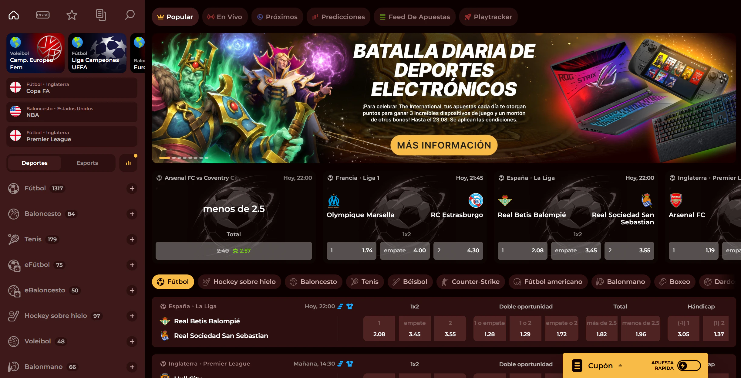 Apuestas deportivas y eSports en España