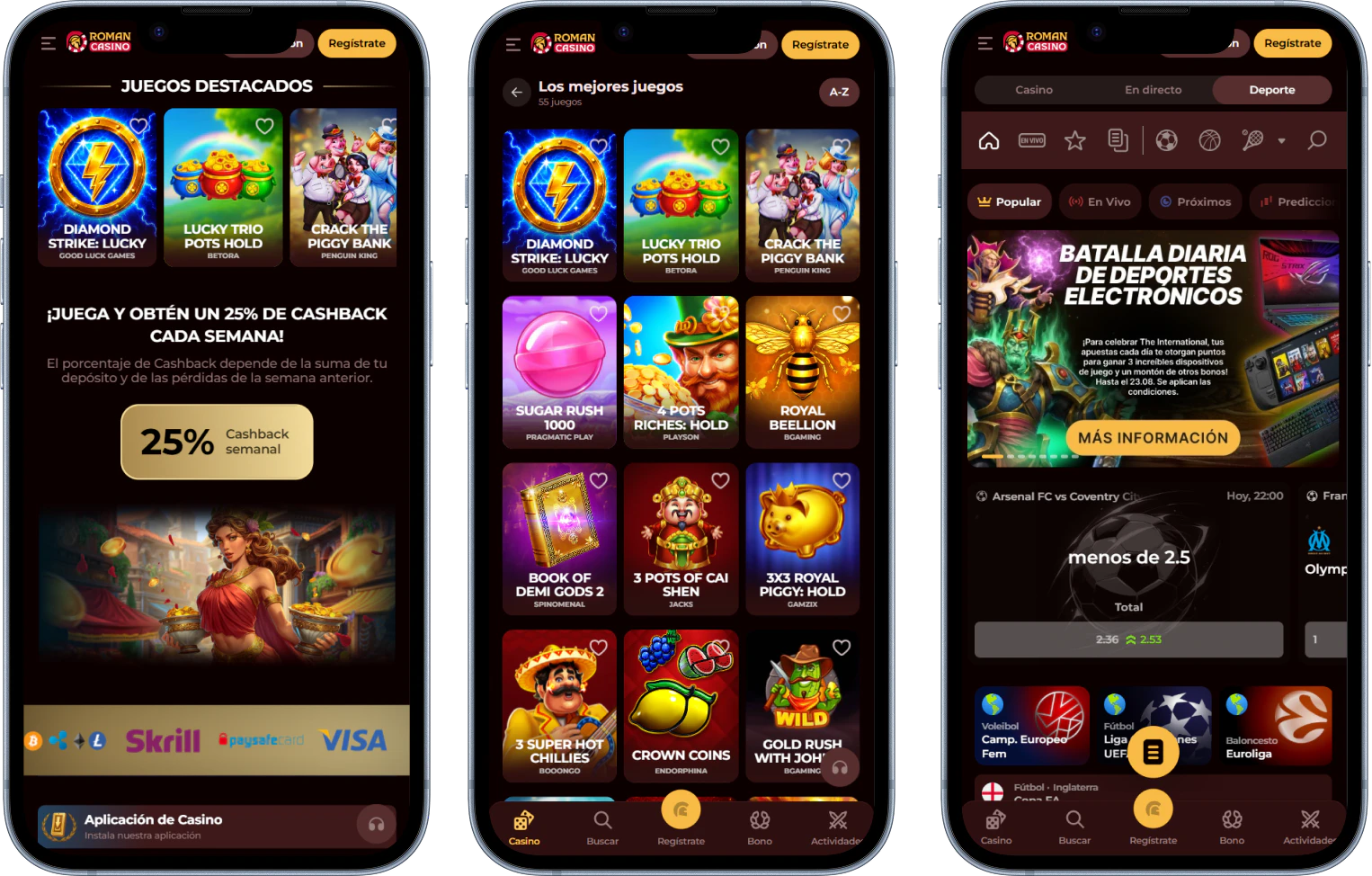 Juega desde el móvil: web y app